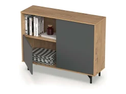 Aparador Salón Comedor Anori Patas Roble Gold Gris 112 cm