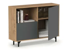 Aparador Salón Comedor Anori Patas Roble Gold Gris 112 cm