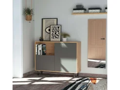 Aparador Salón Comedor Anori Patas Roble Gold Gris 112 cm