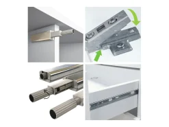 Aparador Santo V2, Mueble con 2 puertas y 4 cajones, blanco mate / Roble Evoke (166,5 x 75,5 x 35 cm)