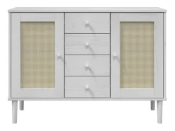 Aparador SENJA aspecto de ratán madera pino blanco 112x40x80 cm