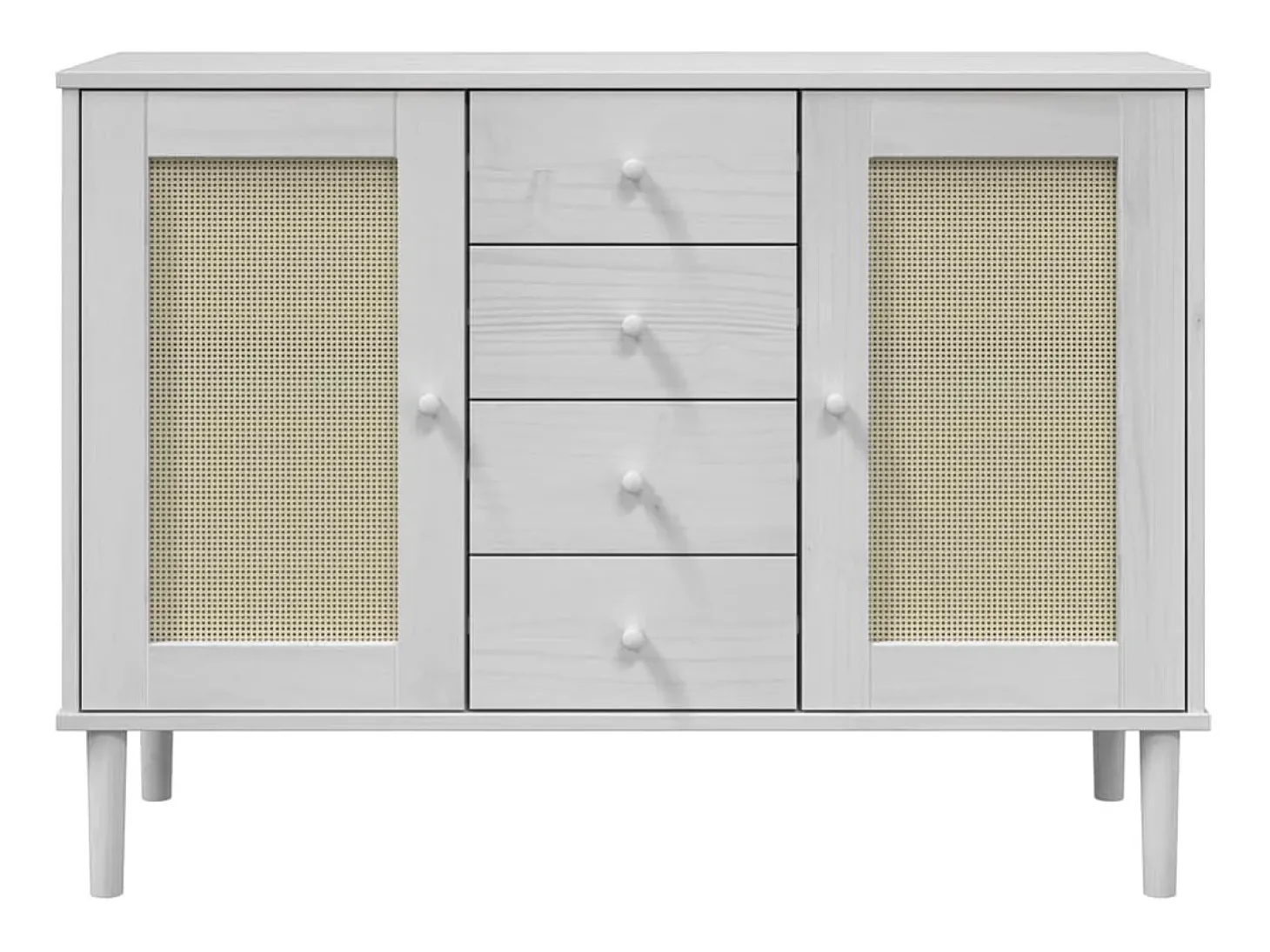 Aparador SENJA aspecto de ratán madera pino blanco 112x40x80 cm