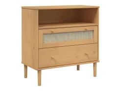 Aparador SENJA aspecto de ratán madera pino marrón 80x40x80 cm ES26757