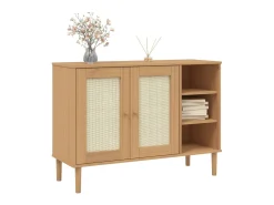 Aparador SENJA aspecto de ratán madera pino marrón 112x40x80 cm ES93019