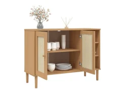 Aparador SENJA aspecto de ratán madera pino marrón 112x40x80 cm ES93019