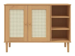 Aparador SENJA aspecto de ratán madera pino marrón 112x40x80 cm ES93019