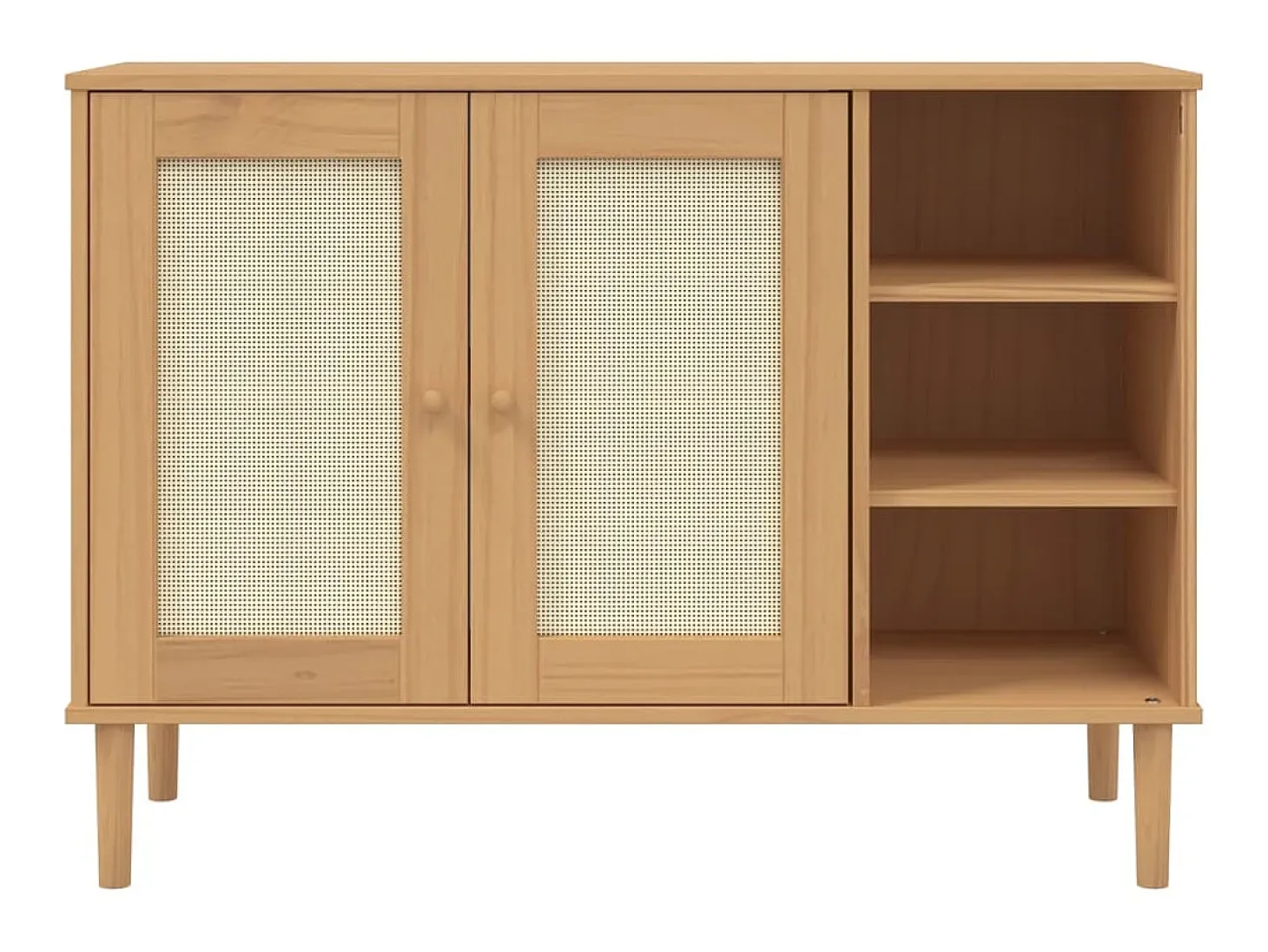 Aparador SENJA aspecto de ratán madera pino marrón 112x40x80 cm ES93019
