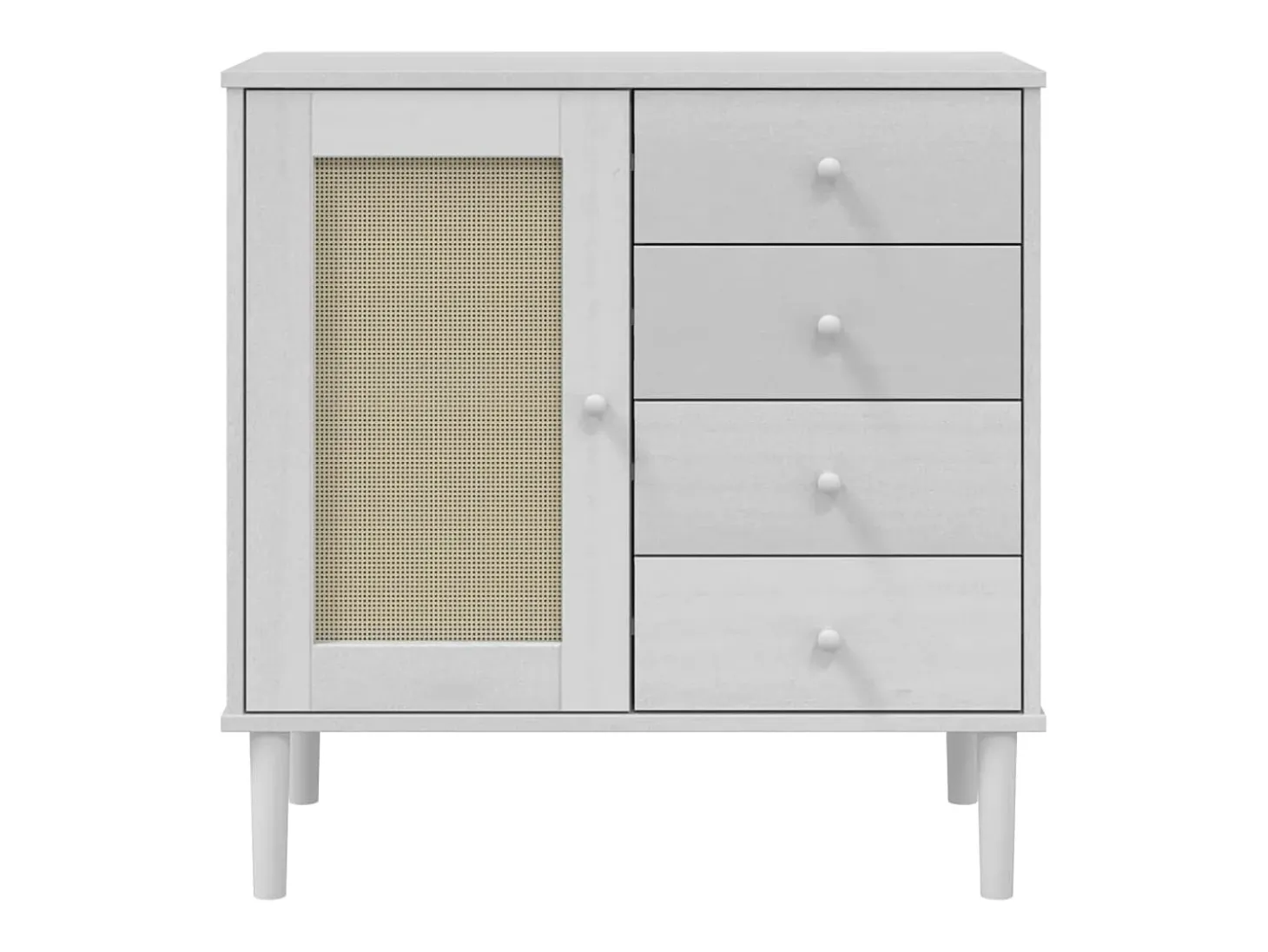Aparador SENJA aspecto de ratán madera pino blanco 80x40x80 cm