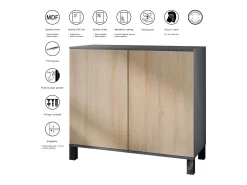 Aparador Skadu V3, Armario de Cocina Moderno con 2 Puertas Grandes antracita mate / gris de alto brillo (92,5 x 84.5 x 35)