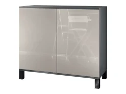 Aparador Skadu V3, Armario de Cocina Moderno con 2 Puertas Grandes antracita mate / gris arena de alto brillo (92,5 x 84.5 x 35)