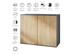 Aparador Skadu V3, Armario de Cocina Moderno con 2 Puertas Grandes antracita mate / negro de alto brillo (92,5 x 73.5 x 35)