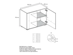 Aparador Skadu V3, Armario de Cocina Moderno con 2 Puertas Grandes antracita mate / crema de alto brillo (92,5 x 83.5 x 35)