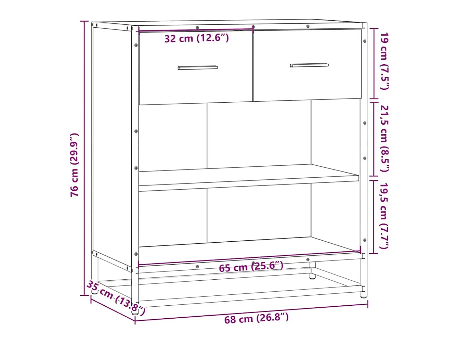 Aparador Sonoma gris 68x35x76 cm madera de ingeniería