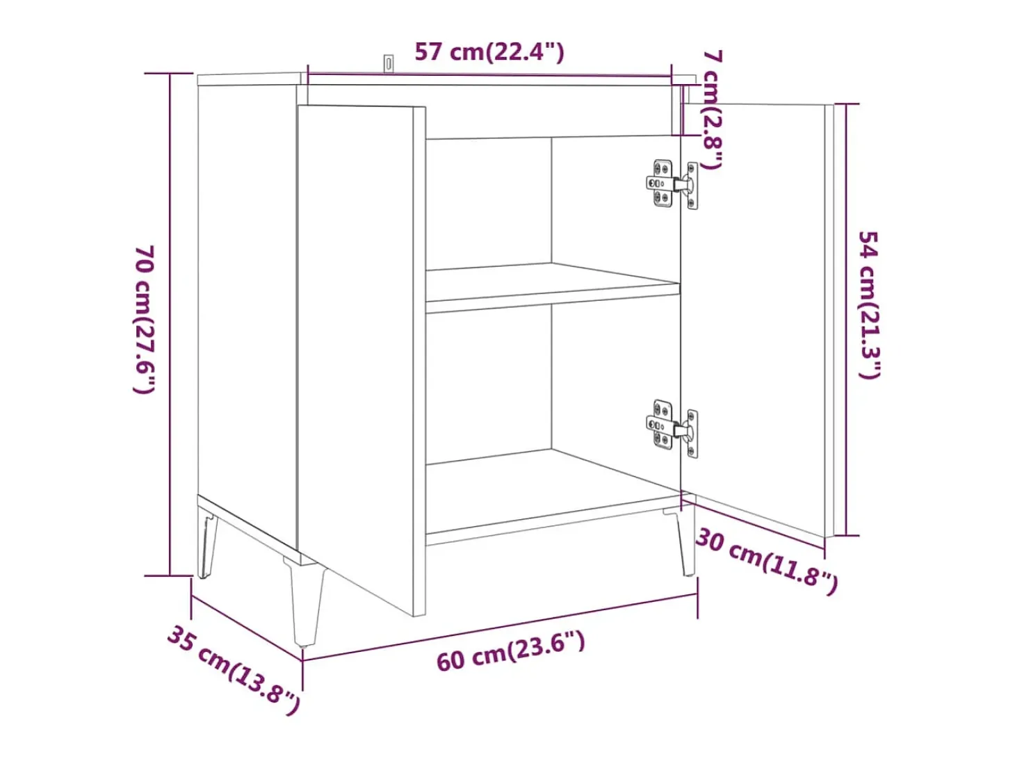 Aparador Sonoma gris 60x35x70 cm Madera de ingeniería