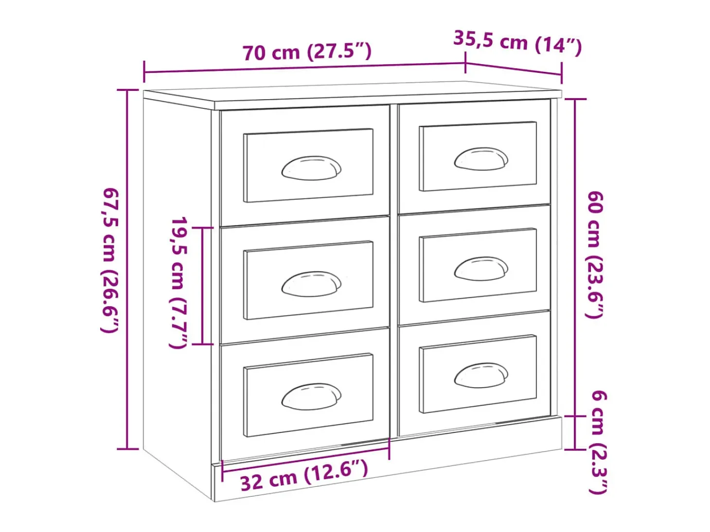 Aparador Sonoma gris 70x35,5x67,5 cm madera de ingeniería
