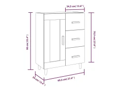 Aparador Sonoma gris 69,5x34x90 cm Madera de ingeniería