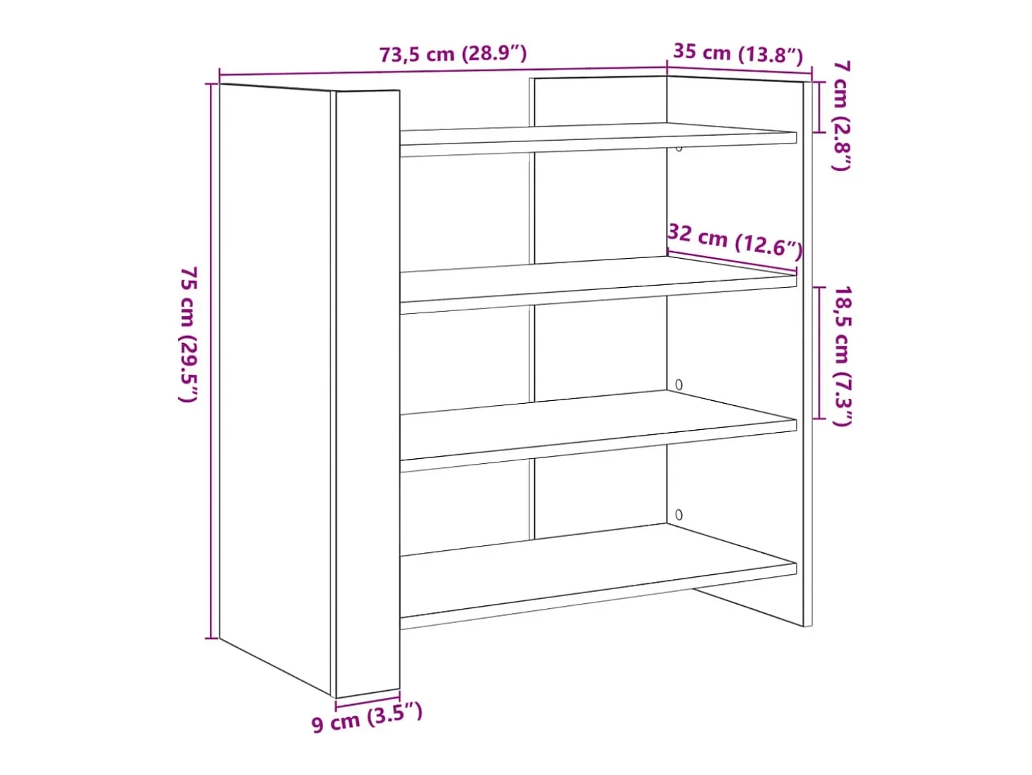 Aparador Sonoma gris 73,5x35x75 cm madera de ingeniería