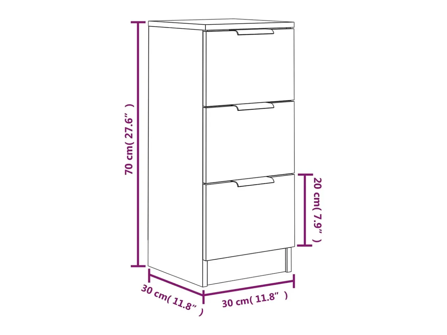Aparador Sonoma gris 30x30x70 cm Madera de ingeniería