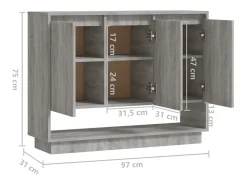 Aparador Sonoma gris 97x31x75 cm Madera de ingeniería