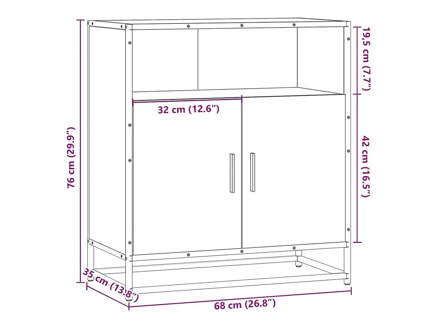 Aparador Sonoma gris 68x35x76 cm madera de ingeniería