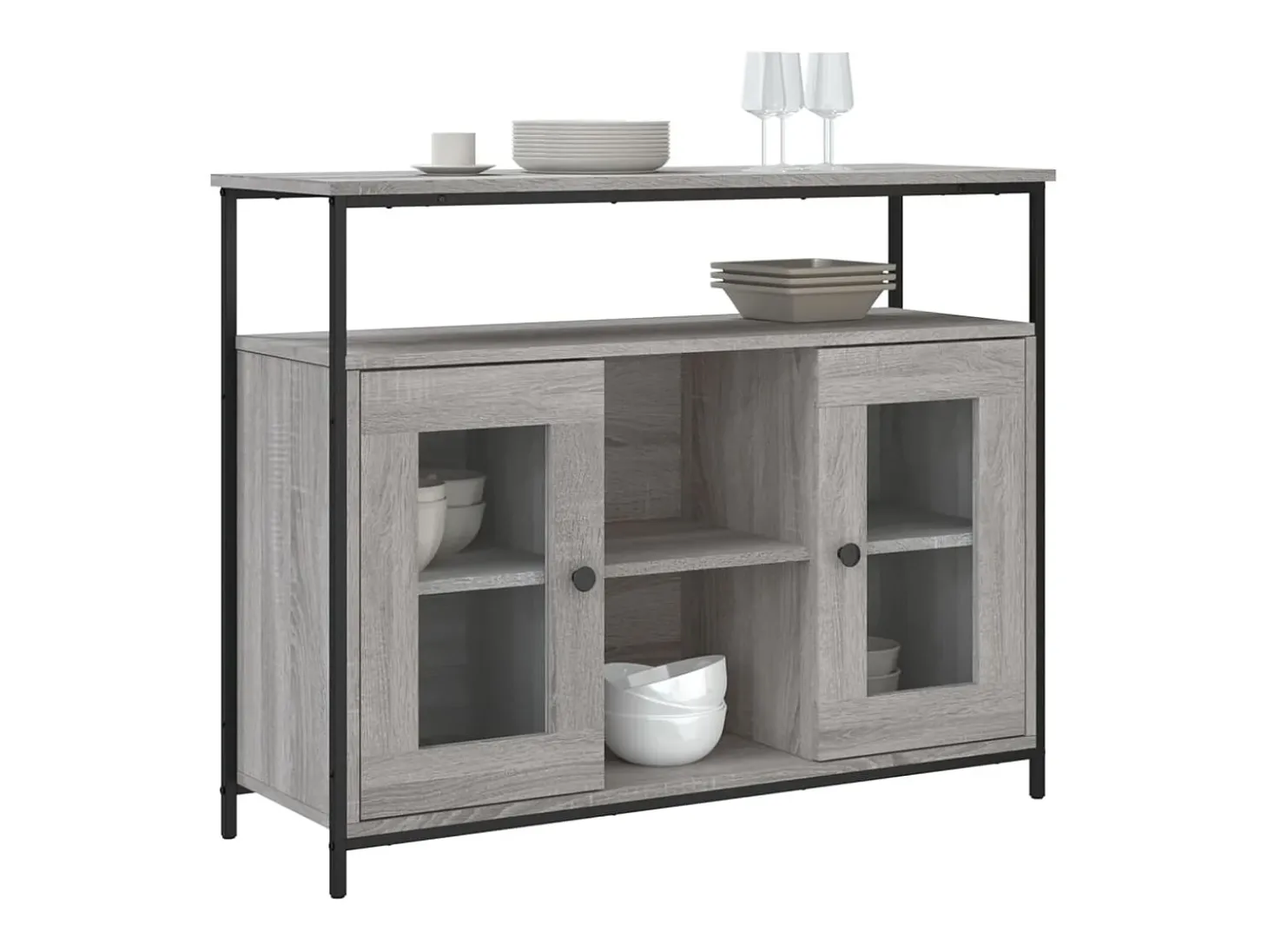 Aparador Sonoma gris 100x35x80 cm madera de ingeniería