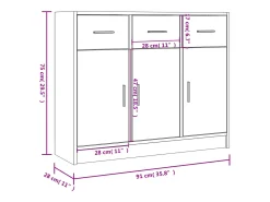 Aparador Sonoma gris 91x28x75 cm madera de ingeniería