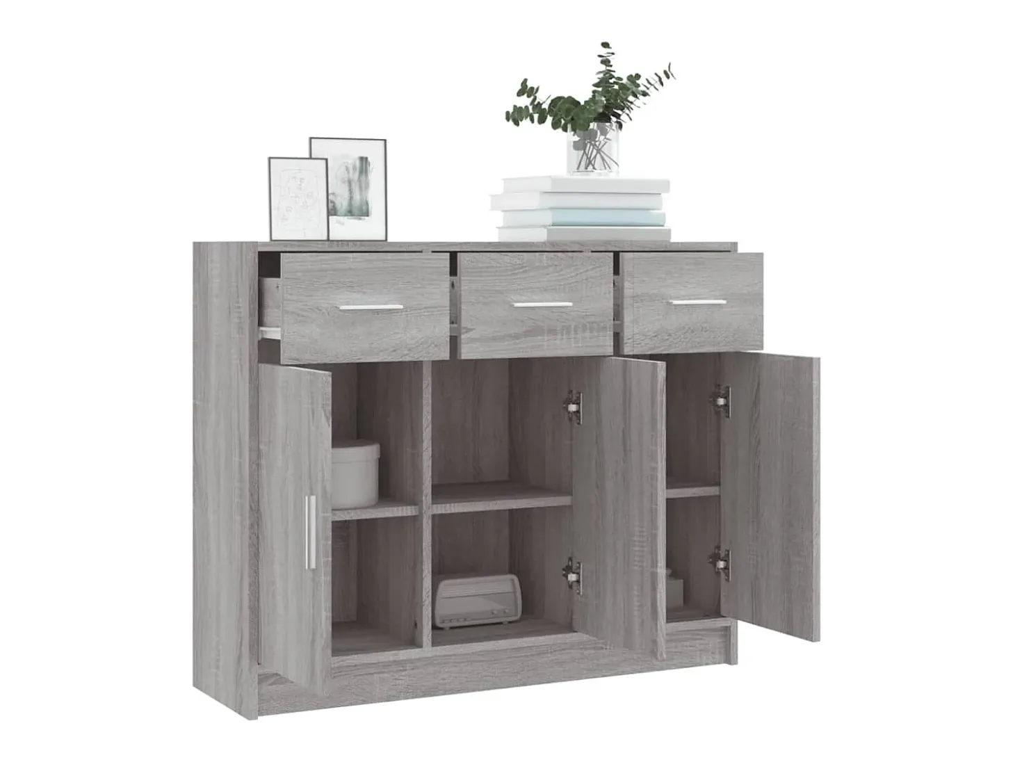 Aparador Sonoma gris 91x28x75 cm madera de ingeniería