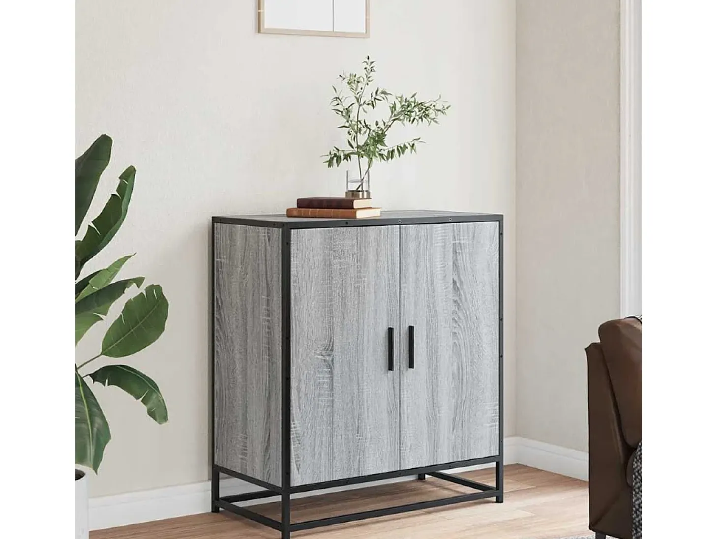 Aparador Sonoma gris 68x35x76 cm madera contrachapada y metal