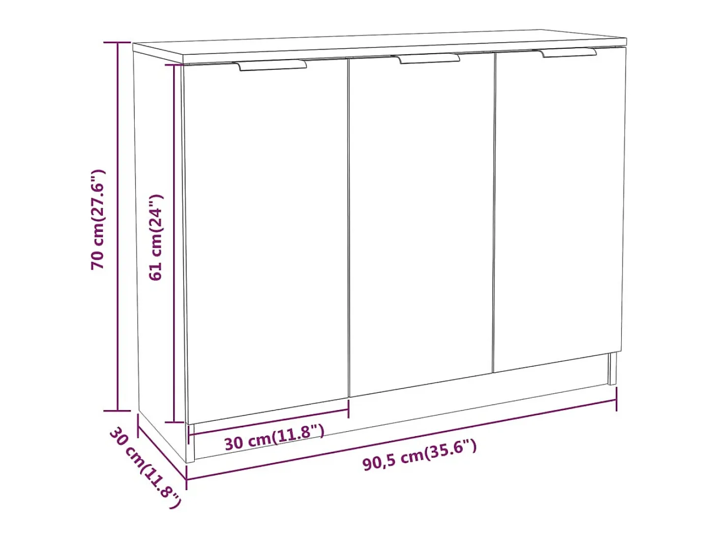 Aparador Sonoma gris 90,5x30x70 cm Madera de ingeniería