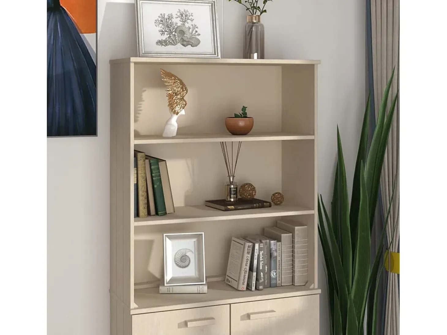 Aparador superior HAMAR pino macizo marrón miel 85x35x100 cm ES70538