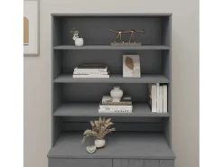 Aparador superior HAMAR pino macizo gris oscuro 90x30x100 cm ES52115