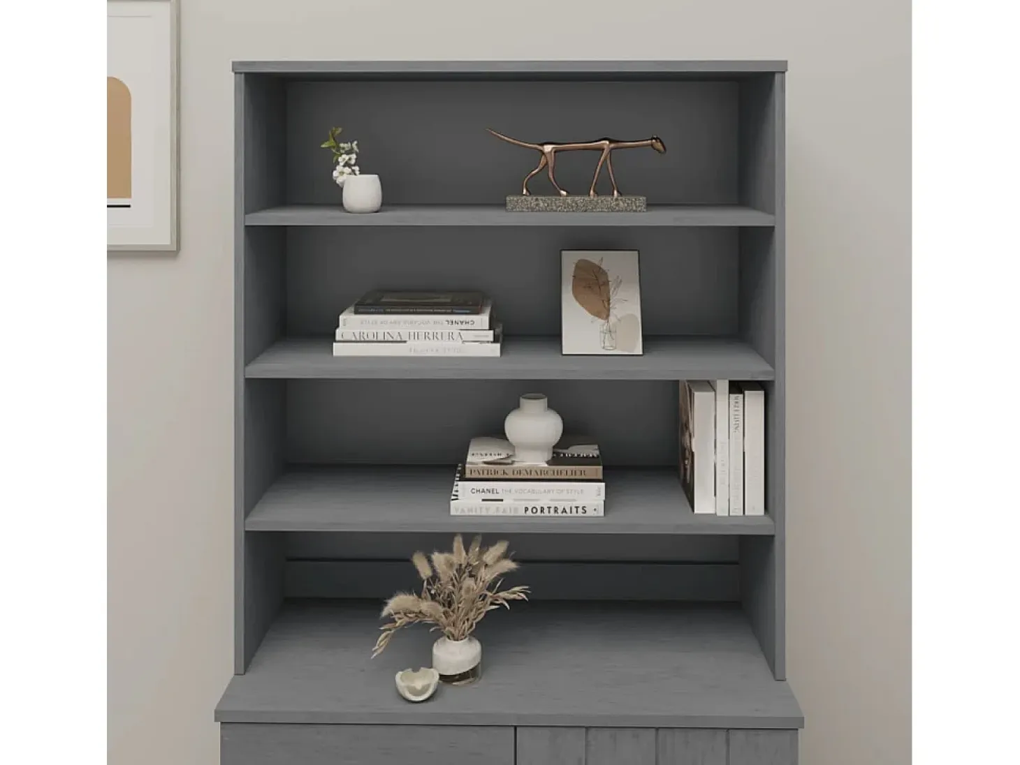 Aparador superior HAMAR pino macizo gris oscuro 90x30x100 cm ES52115