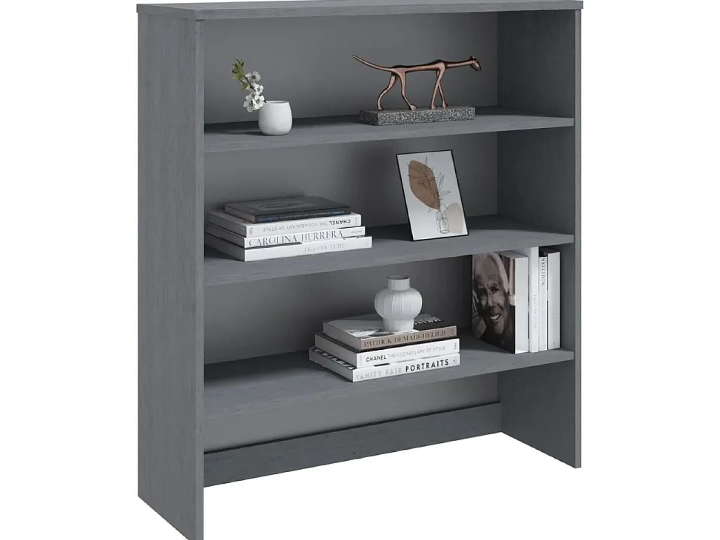 Aparador superior HAMAR pino macizo gris oscuro 90x30x100 cm ES52115