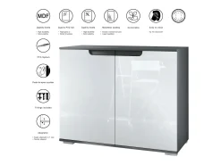 Aparador Sylt V3, Armario de Cocina Moderno con 2 Puertas Grandes antracita mate / burdeos de alto brillo (92,5 x 75.5 x 35)