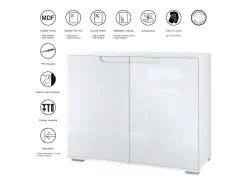 Aparador Sylt V3, Armario de Cocina Moderno con 2 Puertas Grandes blanco mate / gris arena de alto brillo (92,5 x 75.5 x 35)