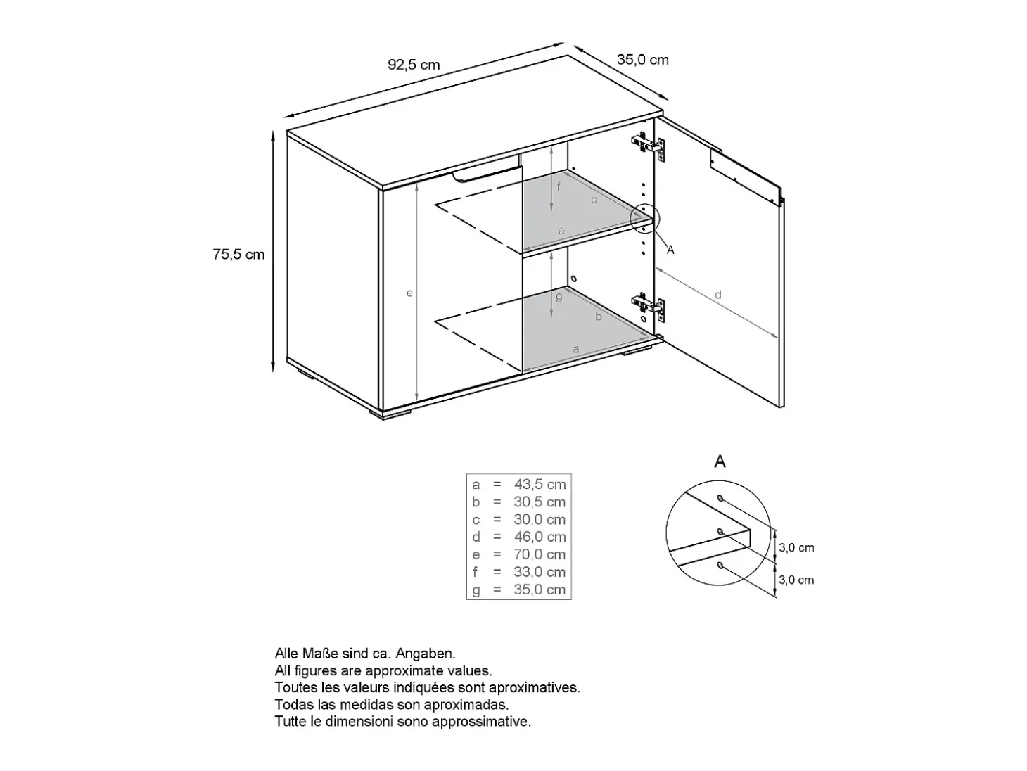 Aparador Sylt V3, Armario de Cocina Moderno con 2 Puertas Grandes antracita mate / burdeos de alto brillo (92,5 x 84.5 x 35)