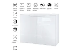 Aparador Sylt V3, Armario de Cocina Moderno con 2 Puertas Grandes blanco mate / burdeos de alto brillo (92,5 x 73.5 x 35)