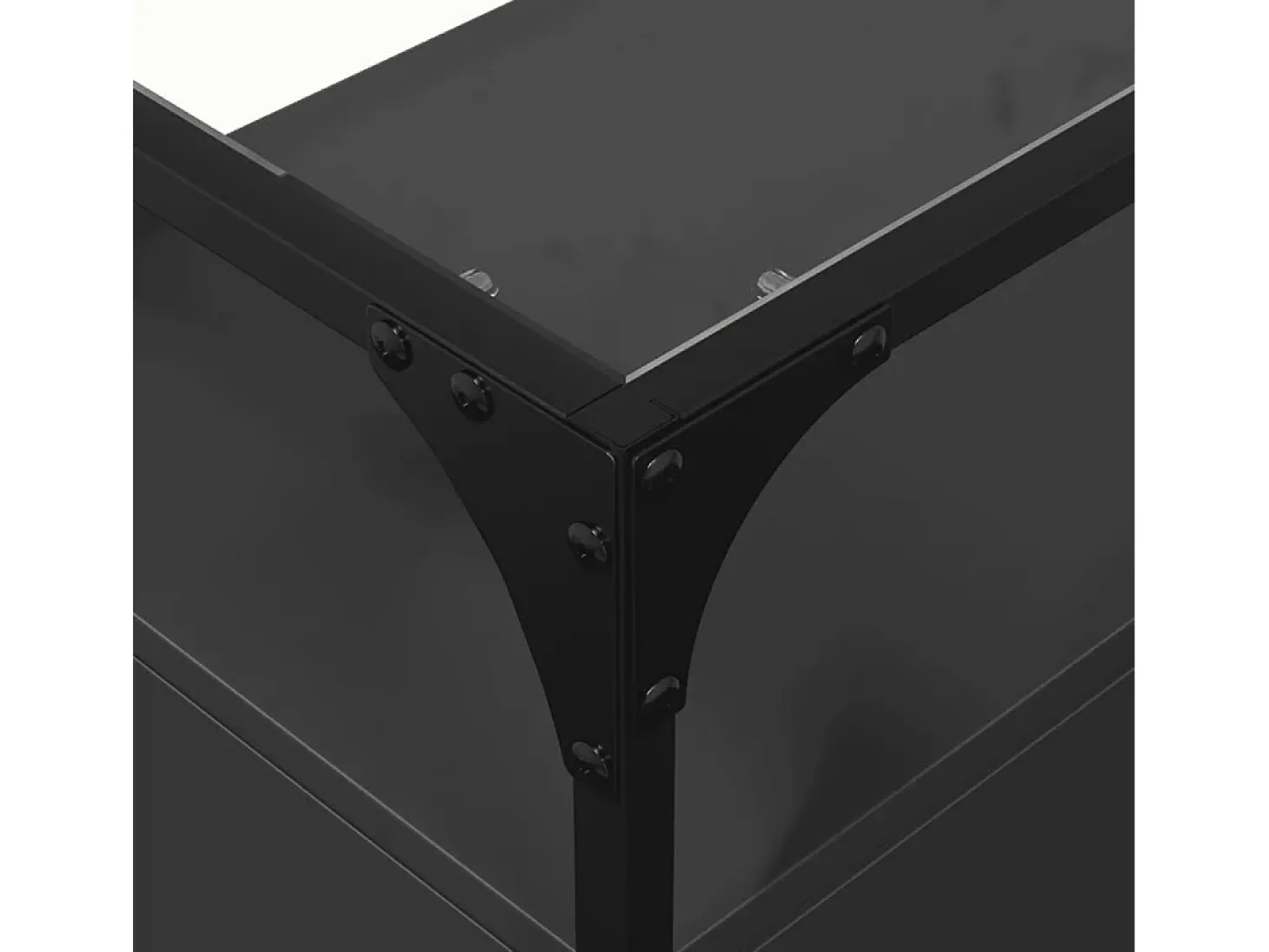 Aparador tapa de cristal y madera ingeniería negro 98x35x81 cm