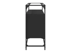 Aparador tapa de cristal y madera ingeniería negro 98x35x81 cm