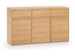 Aparador Tori 3 Puertas 3 cajones, Color Roble, 140 cm