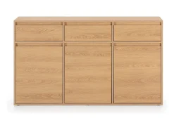 Aparador Tori 3 Puertas 3 cajones, Color Roble, 140 cm