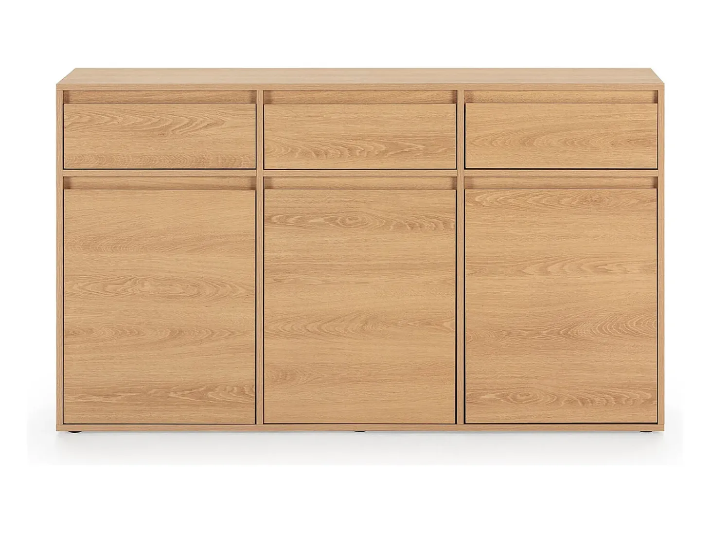 Aparador Tori 3 Puertas 3 cajones, Color Roble, 140 cm