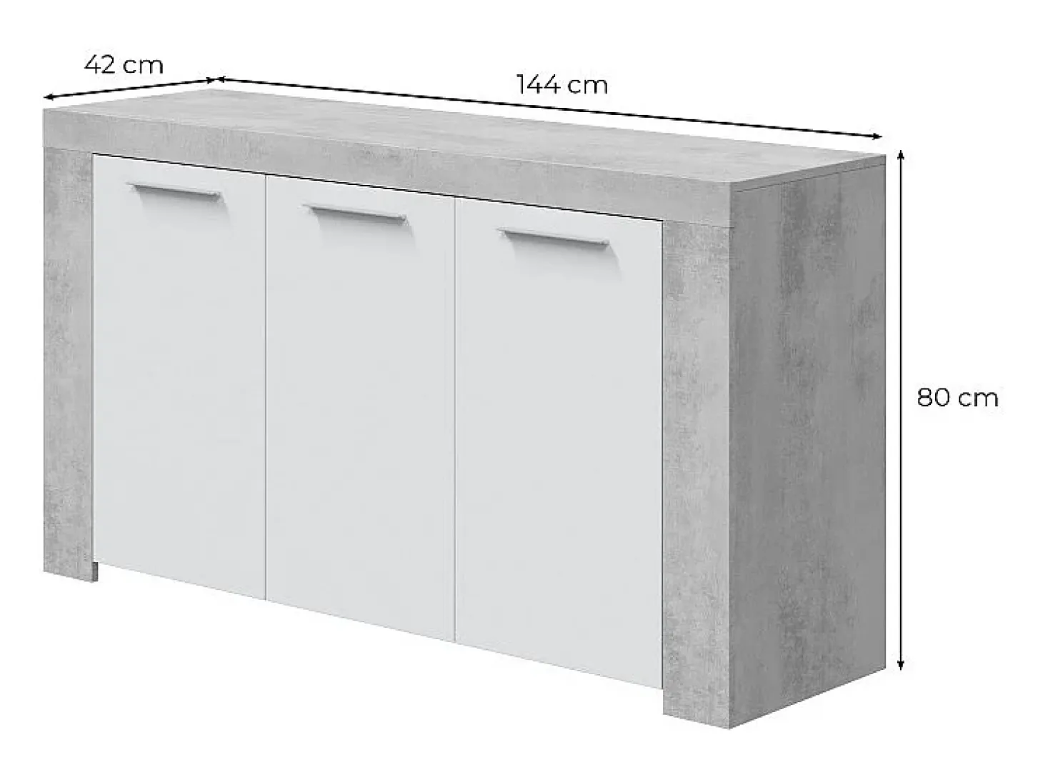 Aparador Urban 3 puertas blanco/cemento 80x144x42 cm
