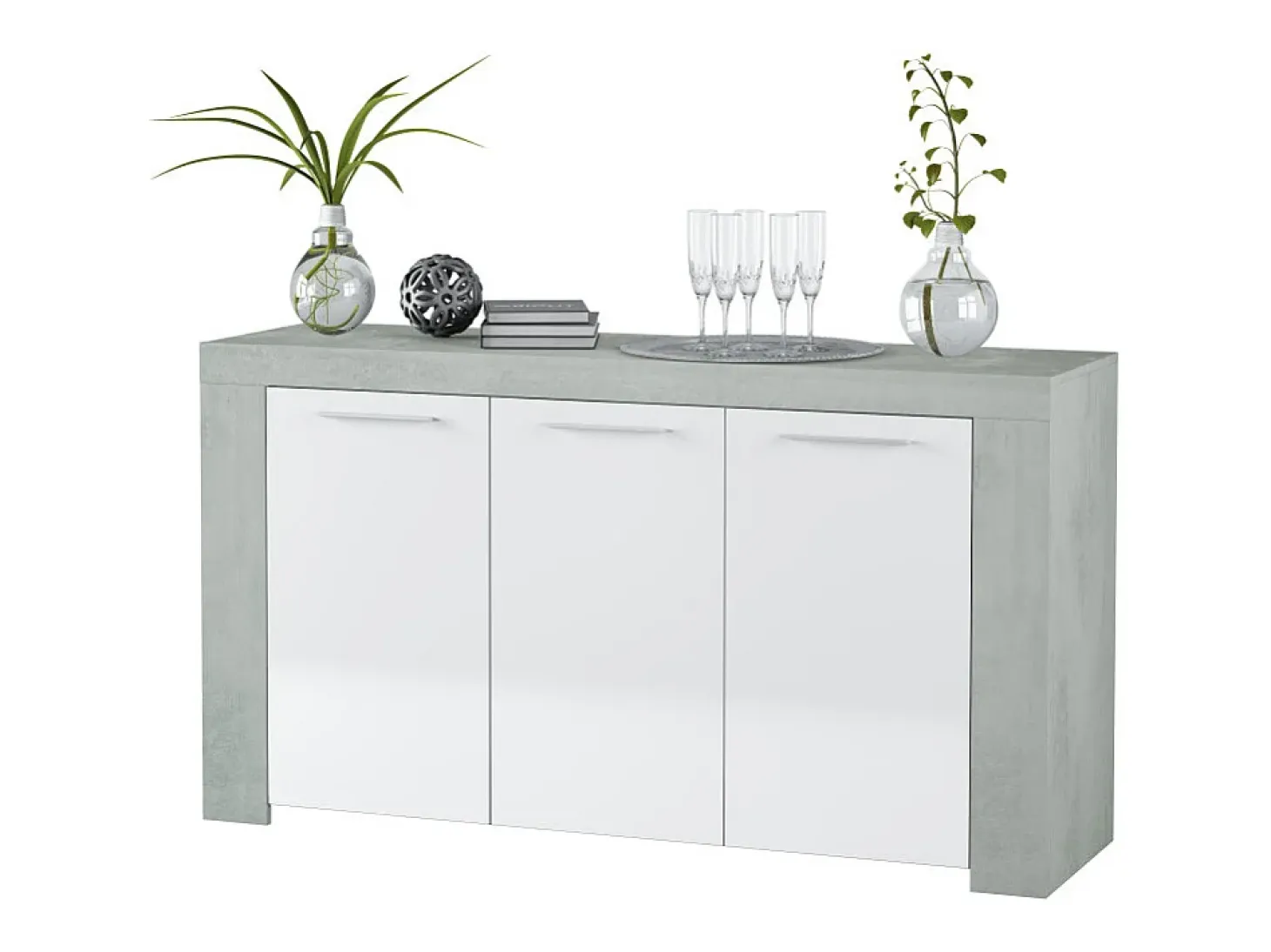 Aparador Urban 3 puertas blanco/cemento 80x144x42 cm