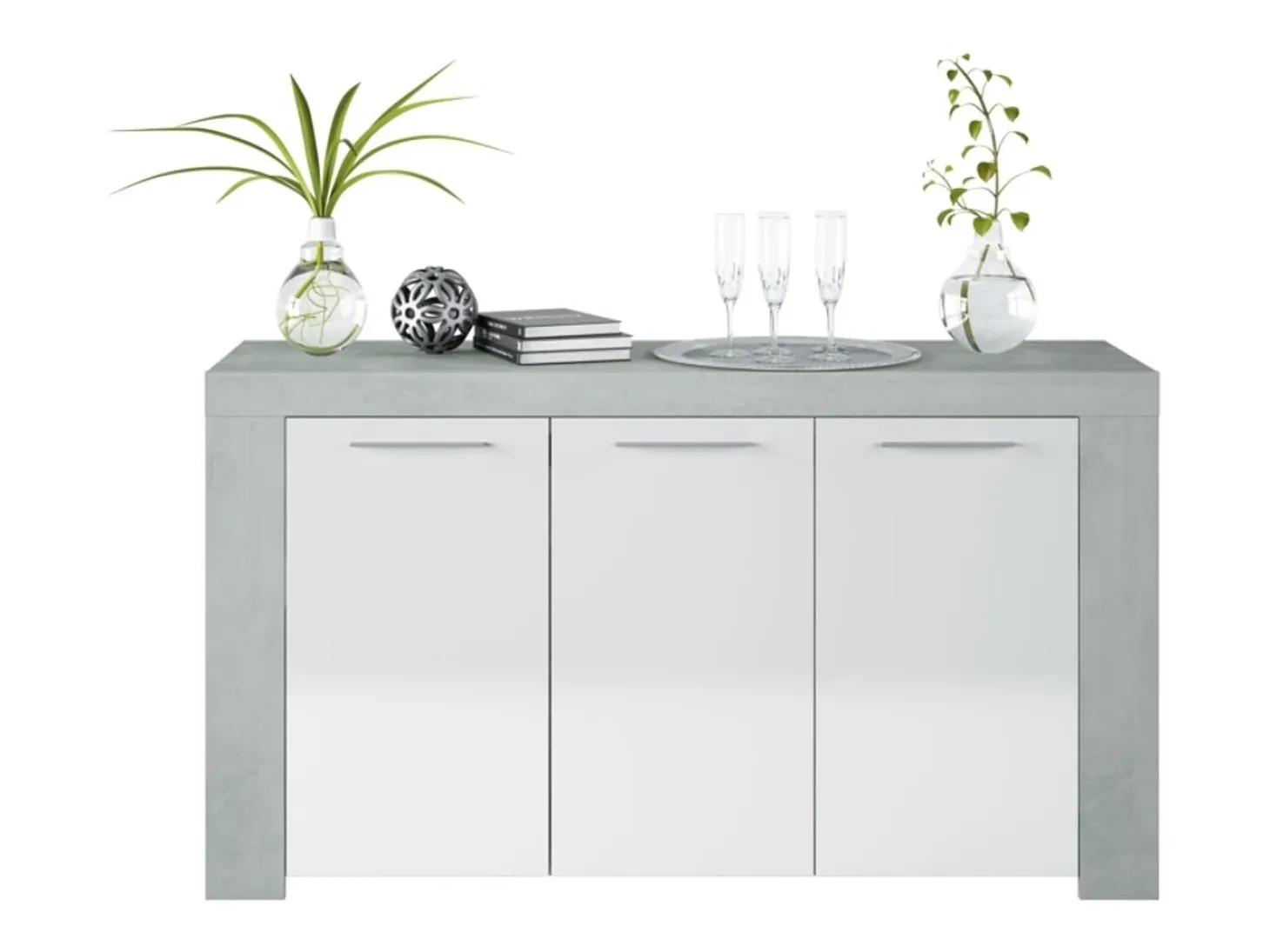 Aparador Urban 3 puertas blanco/cemento 80x144x42 cm