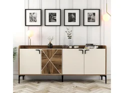 Aparador Venedik crema color nogal 180x35x78 cm