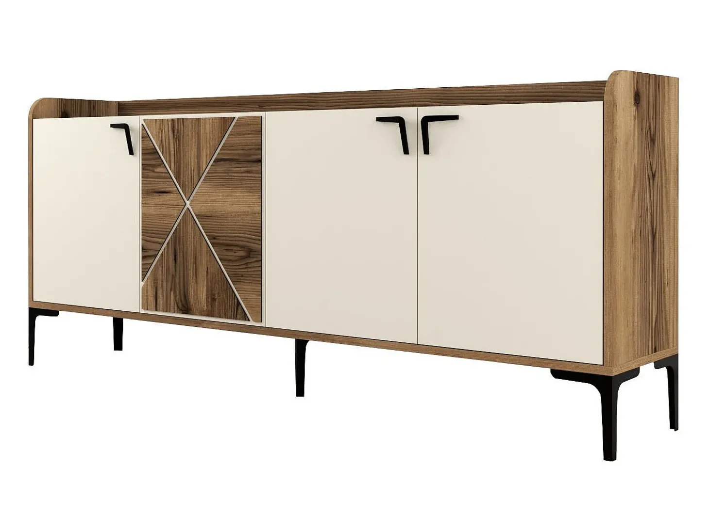 Aparador Venedik crema color nogal 180x35x78 cm