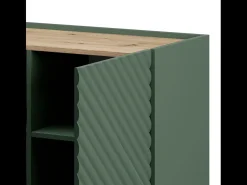 Aparador verde y madera - 2 puertas con relieve - Emile