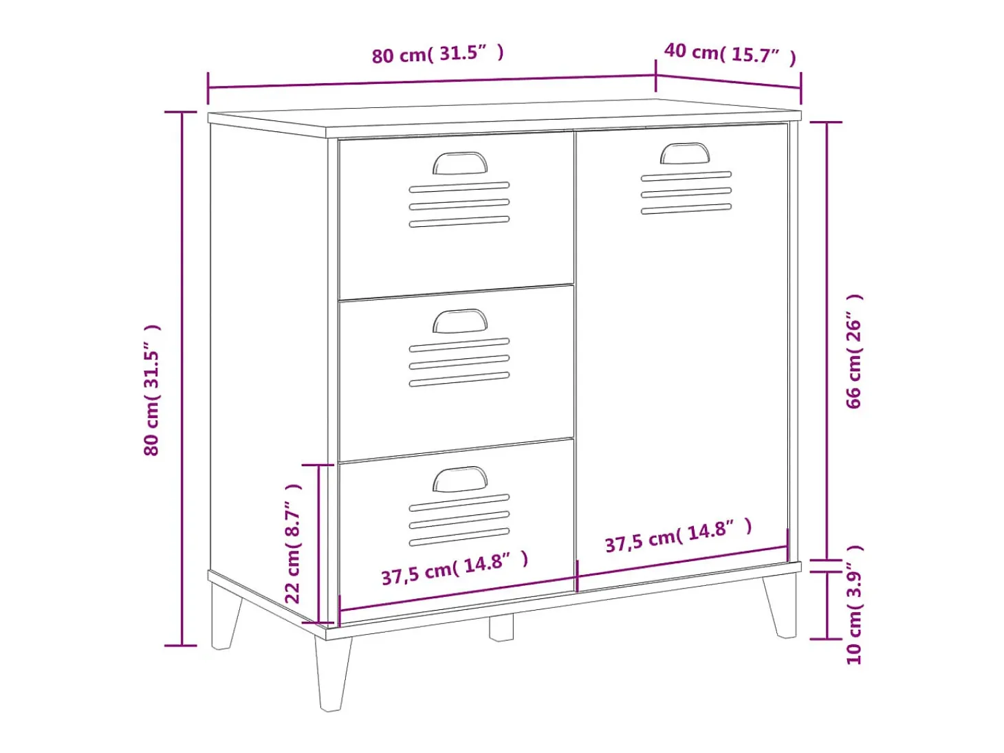 Aparador VIKEN blanco 80x40x80 cm madera de ingeniería