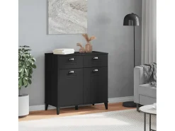 Aparador VIKEN madera maciza de pino negro 80x40x80 cm
